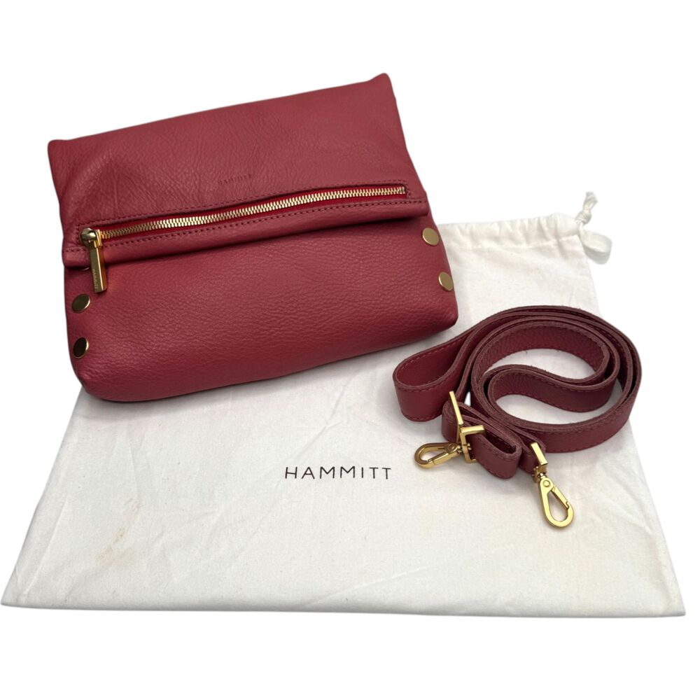 Hammitt VIP Medium Rouge Pink Leather Crossbody Gold EUC Bag